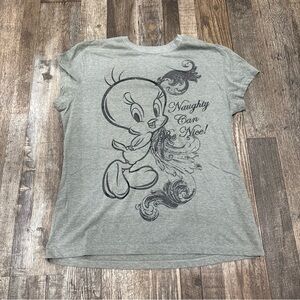 Women’s Vintage Looney Tunes Tweety Bird Naughty Can Nice! Shirt Sz 2XL